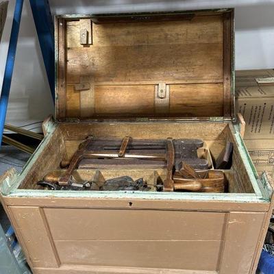 Lot 267 | Antique Wood Tool Box Full Of Woodworking Tools

