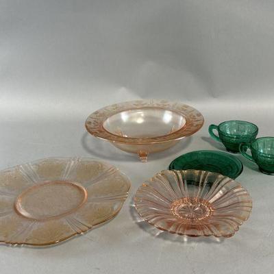 Lot 264 | Pink & Green Depression Glass
