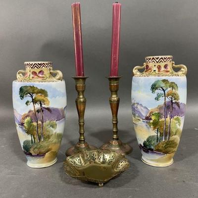 Lot 308 | Nippon Vases, Brass Candle Holders and More
