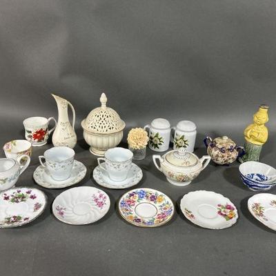Lot 59 | Vintage China Teacups, Saucers, Shakers & More
