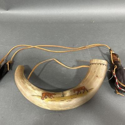 Lot 137 | Native American Style Rock Pouch & Powder Horn

