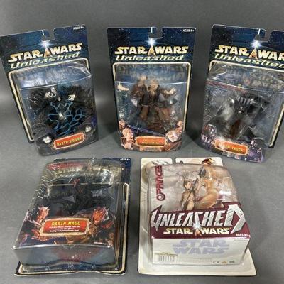 Lot 141 | NIB 5 2002 Star Wars Unleashed Action Figures
