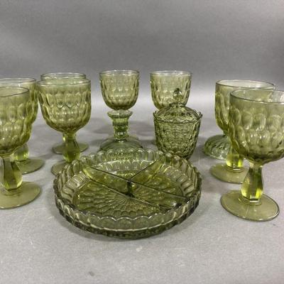 Lot 247 | Vintage Vaseline Uranium Thumbprint Green Glass
