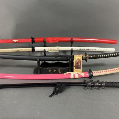 Lot 13 | 5 Katana Swords With 2 Stands Last Samurai
