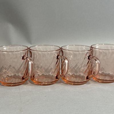 Lot 330 | Pink Depression Glass Mugs: Rosaline Swirl
