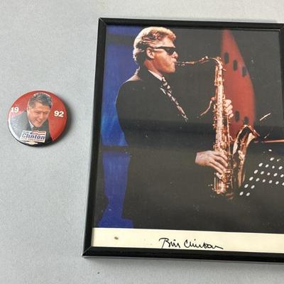 Lot 139 | Framed Signed Photo of Bill Clinton & Pin
