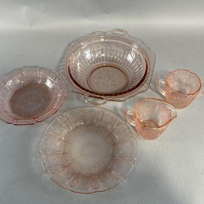 Lot 321 | Pink Depression Glass: Cherry Blossom Pattern
