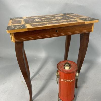 Lot 28 | Vintage Music Boxes Wood Table & Fire Hydrant
