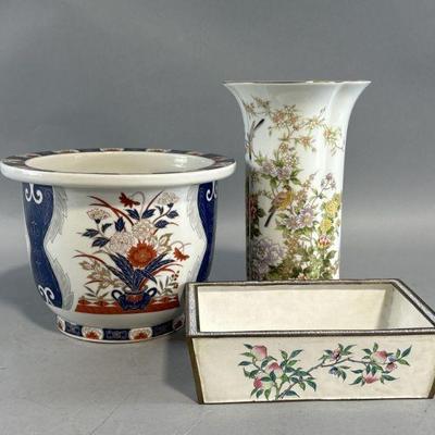 Lot 371 | Japanese Planter, Hand Panted Vase, & More
