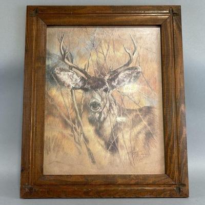 Lot 195 | Signed Framed Deer Artwork

