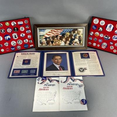 Lot 189 | Vintage Patriotic Lot: Pins, Art, & More

