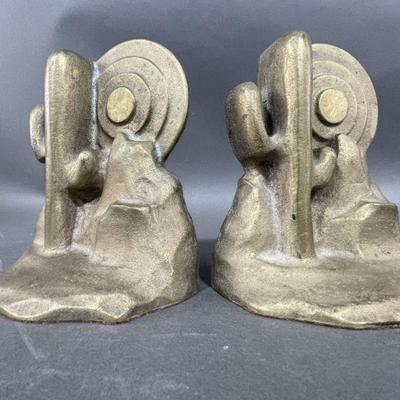Lot 359 | Bronze Bookends Sunset and Cactus
