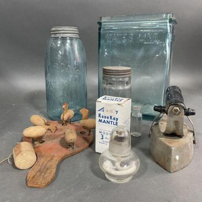 Lot 419 | Antique Blue Glass, Iron Lantern, and More
