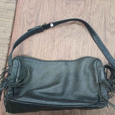 CIP060 - Black Folio New York Brand Purse, Pebble Grain Leather, Tassels 