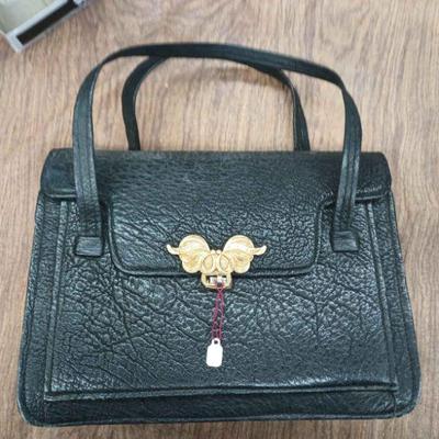 CIP048 - Handbag with No Brand Black Pebble Leather 
