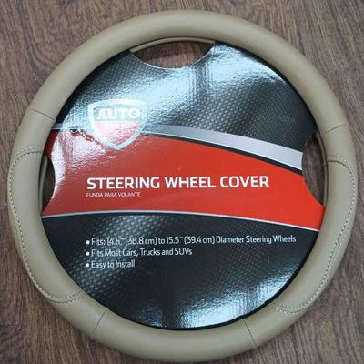 CIP067 - NEW Auto Drive Steering Wheel Cover Tan Faux Leather 