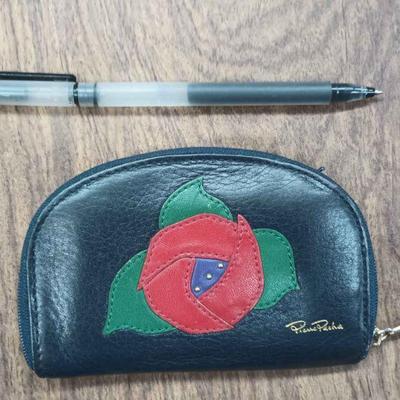 CIP062 - Pierre Pacha Italy Blue Leather Rose Design Wallet 
