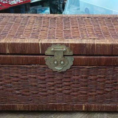 CIP071 - Small Wicker Chest, Roughly 24 in. x 12 in. x 12 in. 