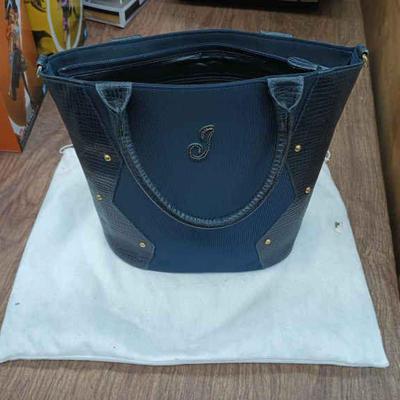 CIP020 Blue purse with, "J", logo 