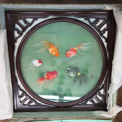 CIP072 - Chinese Dark Cherry Rosewood Wall Decorations, 3 Separate Pieces 