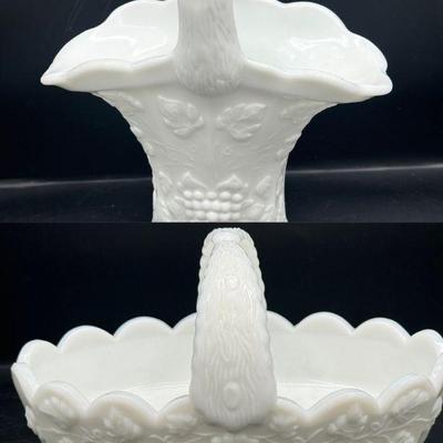 (2) Vintage Westmoreland Milk Glass Grape Baskets
