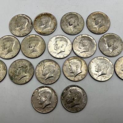 (17) Kennedy Half Dollar Coins 40% Silver 1966-1969
