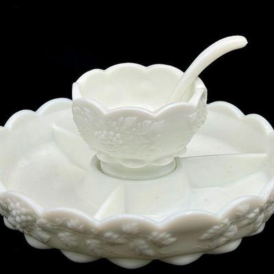 (2) Vintage Westmoreland Milk Glass Condiment Tray
