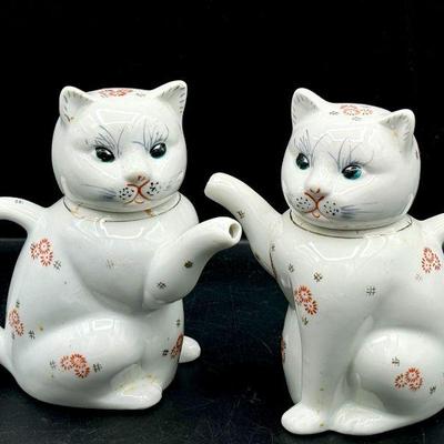(2) Vintage Chinese Cat Pitchers
