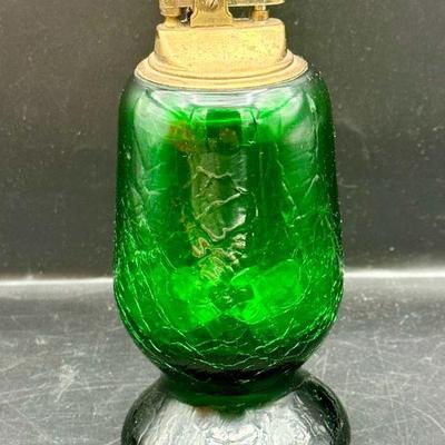 Emerald Crackle Glass Vintage Lighter
