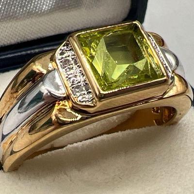 Gold Plated Mens Ring with Diamond Accents
