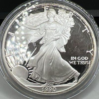1990-S American Eagle Walking Liberty One Ounce Fine Silver Dollar Proof
