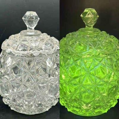 Antique Star & Hobnail Biscuit Jar
