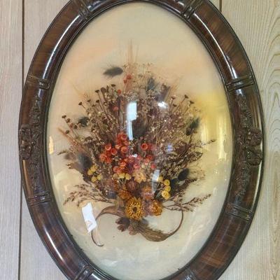 Vintage Bubble Glass Dried Flower Wall Art