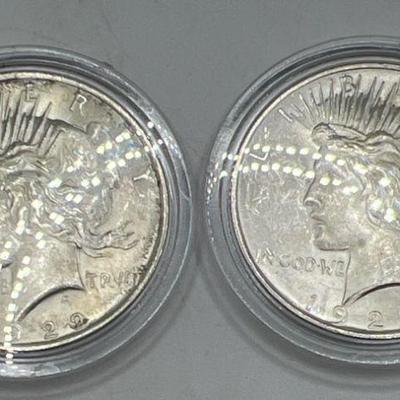 (2) Silver Peace Dollars 1922 & 1923
