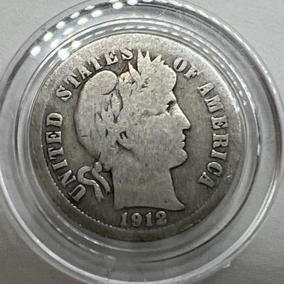 Denver Mint Barber Silver Dime 1912
