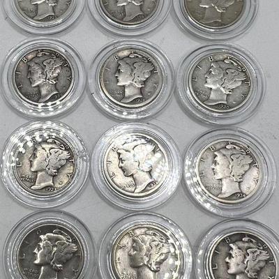 (12) Mercury Dimes 1923-1945
