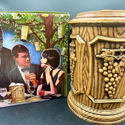 Vintage Faux Wood Grained Ice Bucket With Box
