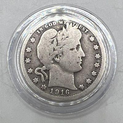 1916 Barber Silver Quarter
