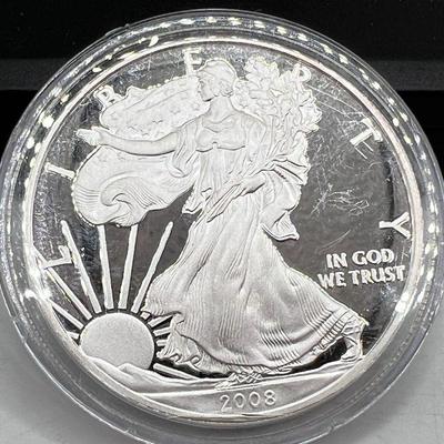 2008-W American Eagle Silver Dollar Proof Coin - 1 Ounce Fine Silver
