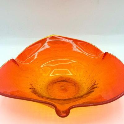 Vintage Amberina Crackle Glass Bowl/Ashtray
