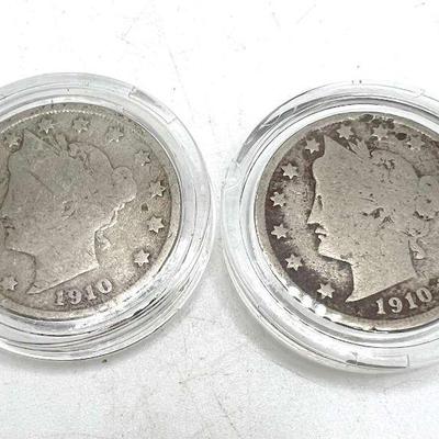 (2) 1910 United States Liberty V Nickel Five Cent Coins

