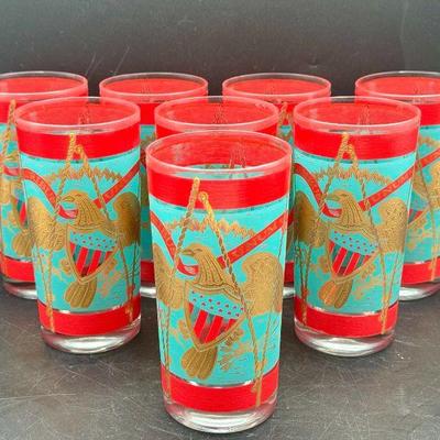 (8) Cera Eagle E Pluribus Unum Highball Drinking Glasses
