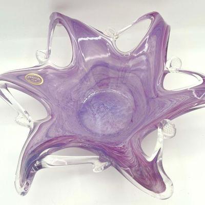 Murano Lavender Starfish Glass Bowl With Sticker
