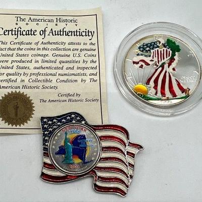 (2) Enhanced American Coins incl. 1oz Fine Silver Liberty Dollar
