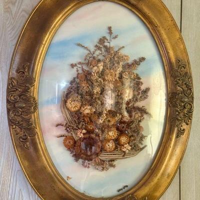 Vintage Bubble Glass Dried Flower Wall Art