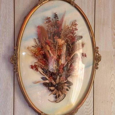 Vintage Bubble Glass Dried Flower Wall Art