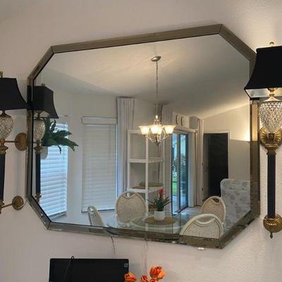 Large Mirror and Lamps Sconces