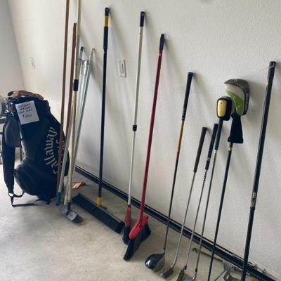 Golf clubs and golf bag