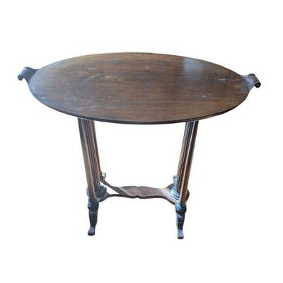 Antique Oval Wooden Table with Decorative Legs