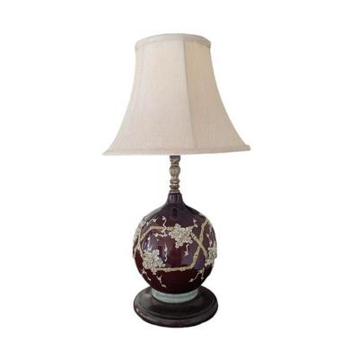 Lot #99 -  Vintage Mid Century Chinoiserie Table Lamp with Floral & Bamboo Design